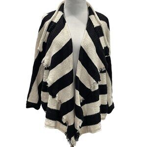 Moth Anthro Cardigan Sweater Womens XS S Open Black White Preppy Boho Festival